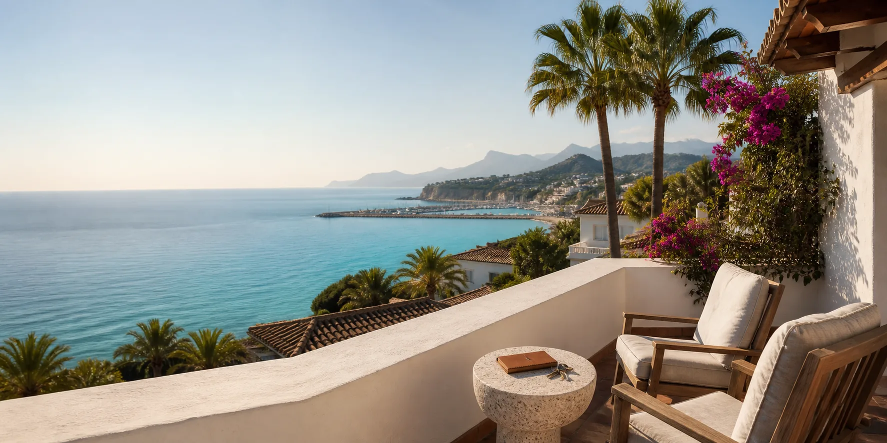 Mediterranean terrace overlooking the Costa Blanca
