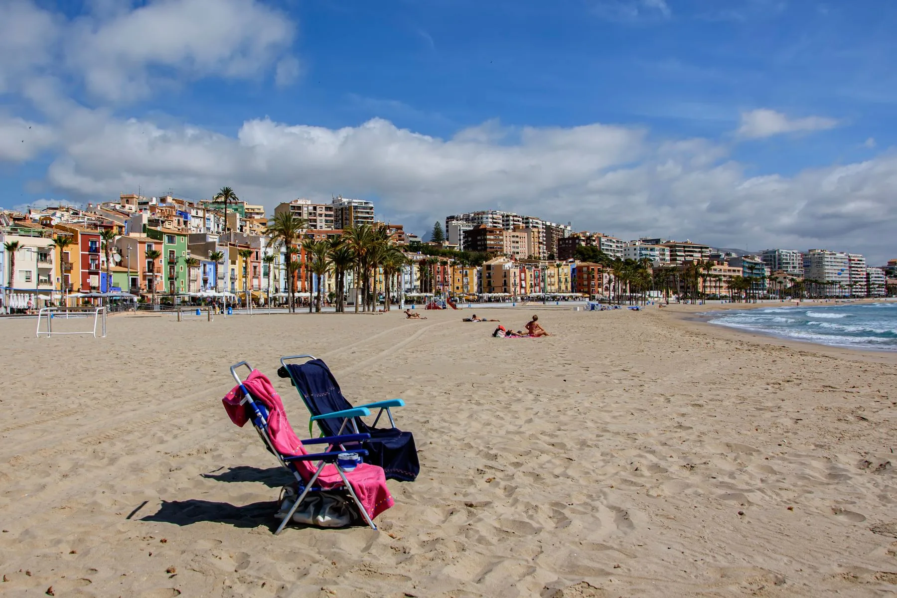 Costa Blanca town and beach under a blue sky